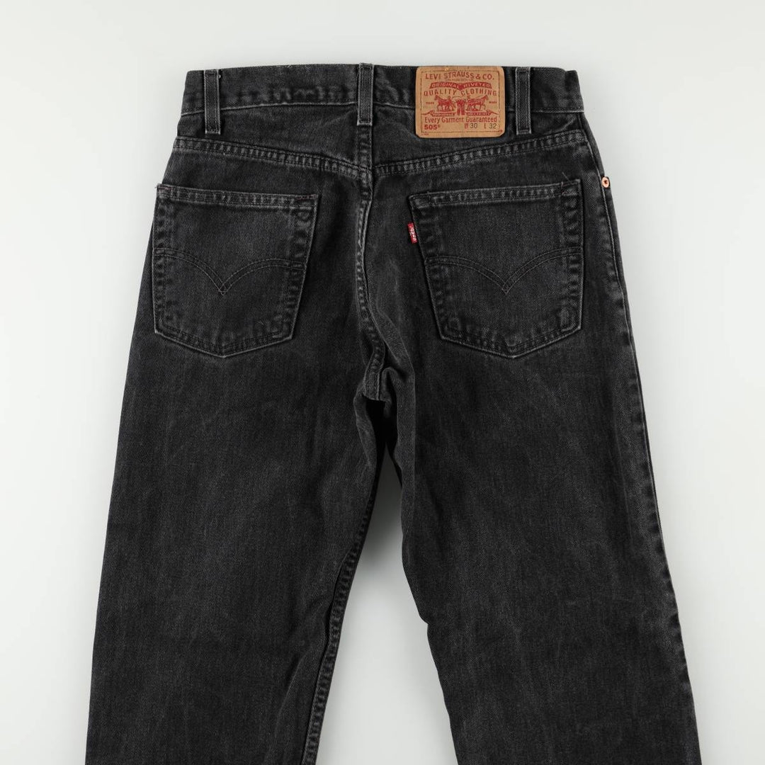 2000'S Levi's 505 Regular Fit Straight Leg Black Denim Tapered Jeans (Men's size W29 equivalent) cotton black type Vintage Second Hand