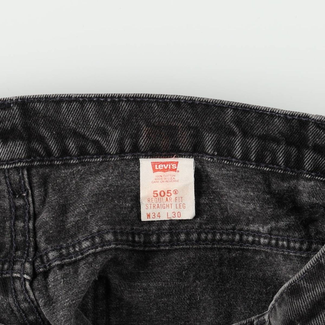 90'S Levi's 505 REGULAR FIT STRAIGHT LEG Orange Tab Black Denim Tapered Denim Pants Made in USA cotton black type Vintage Second Hand