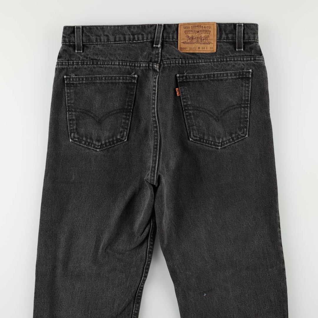 90'S Levi's 505 REGULAR FIT STRAIGHT LEG Orange Tab Black Denim Tapered Denim Pants Made in USA cotton black type Vintage Second Hand