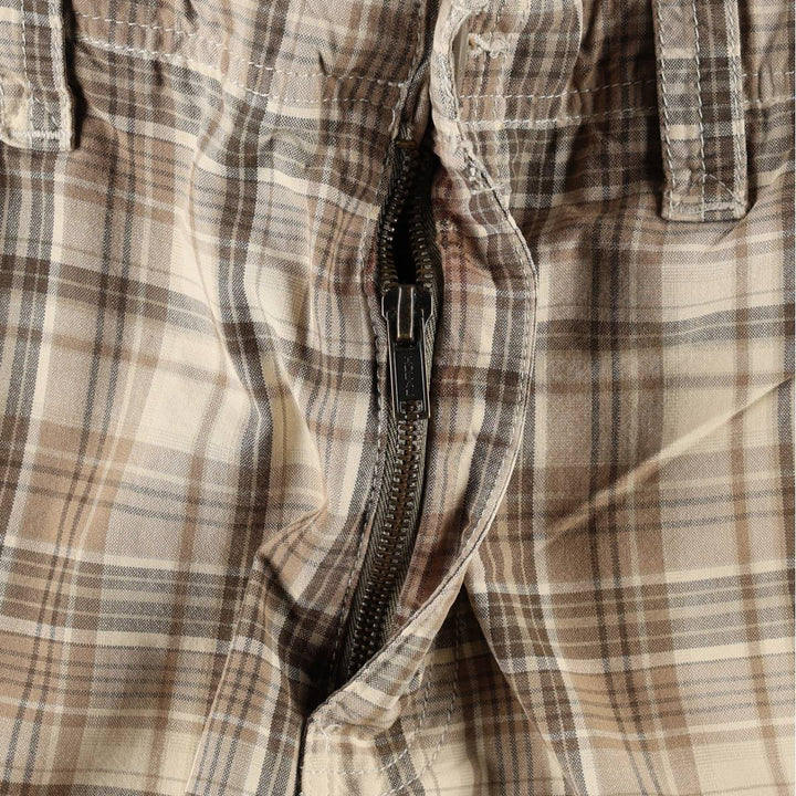 Eddie Bauer Check Pattern Cargo Shorts, Men's W34 (approx.) cotton Khaki type beige Vintage Second Hand