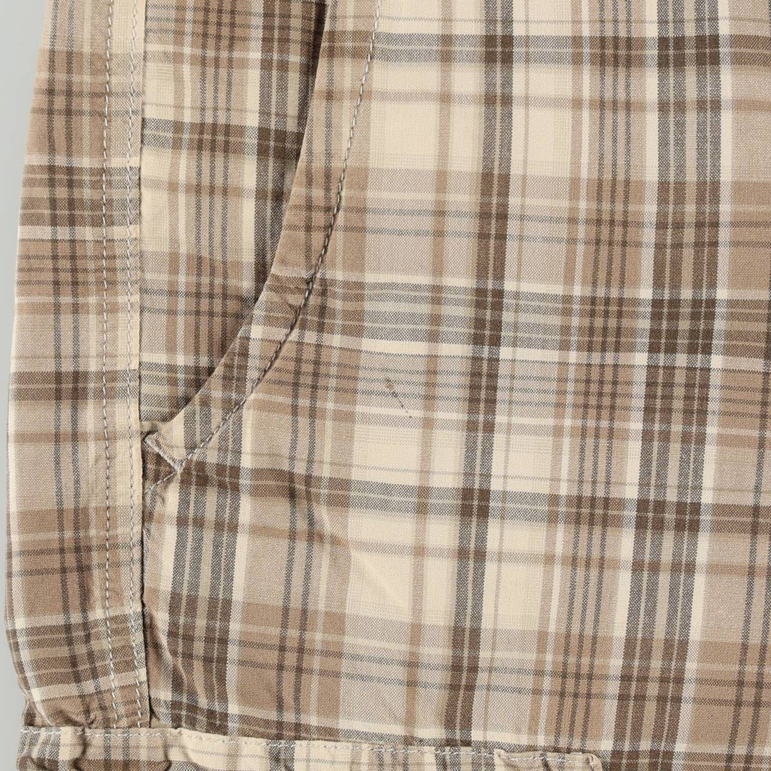 Eddie Bauer Check Pattern Cargo Shorts, Men's W34 (approx.) cotton Khaki type beige Vintage Second Hand