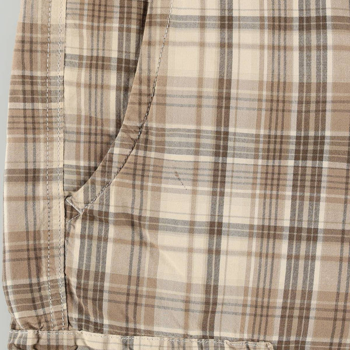 Eddie Bauer Check Pattern Cargo Shorts, Men's W34 (approx.) cotton Khaki type beige Vintage Second Hand