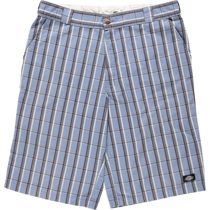 Dickies Regular Fit Check Pattern Work Shorts (Men's W37 equivalent) cotton Blue type light blue Vintage Second Hand