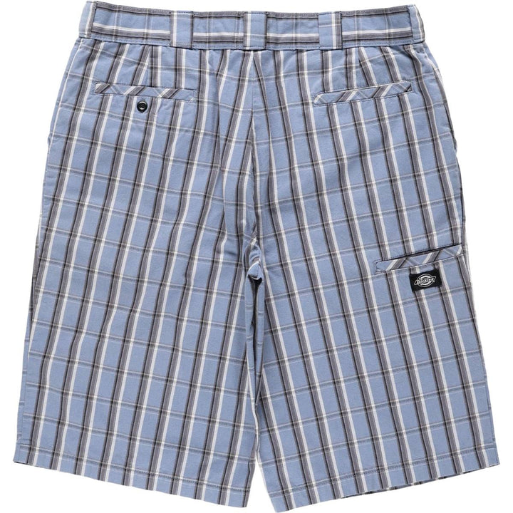 Dickies Regular Fit Check Pattern Work Shorts (Men's W37 equivalent) cotton Blue type light blue Vintage Second Hand