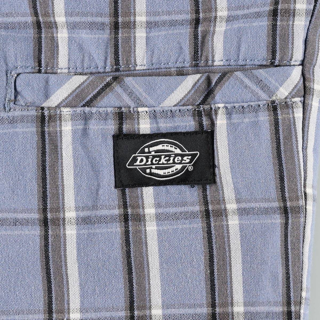 Dickies Regular Fit Check Pattern Work Shorts (Men's W37 equivalent) cotton Blue type light blue Vintage Second Hand