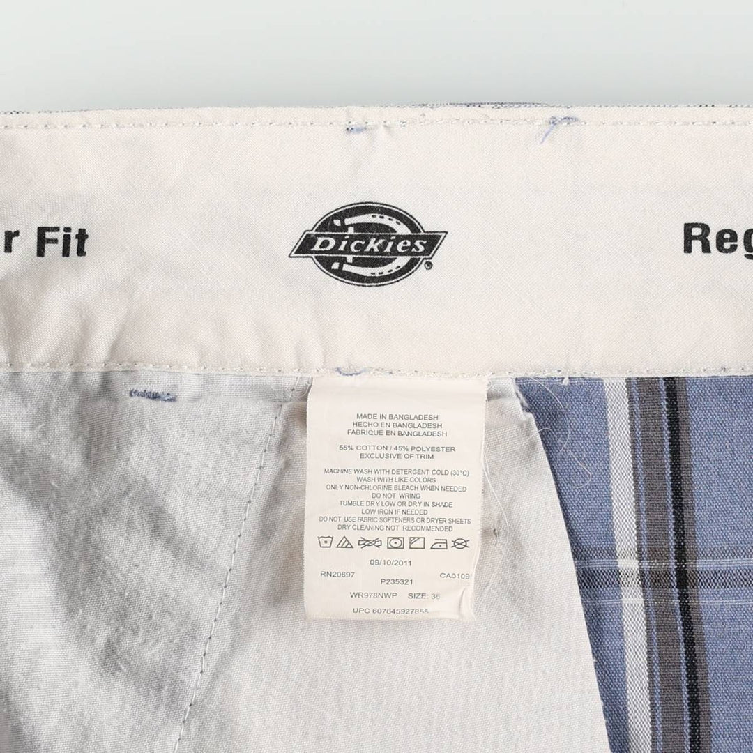 Dickies Regular Fit Check Pattern Work Shorts (Men's W37 equivalent) cotton Blue type light blue Vintage Second Hand