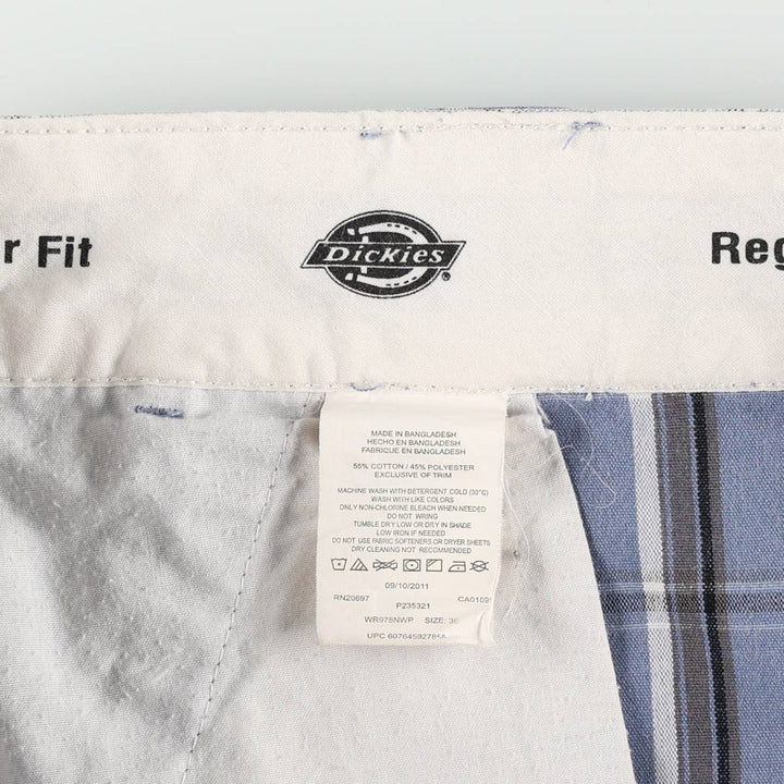 Dickies Regular Fit Check Pattern Work Shorts (Men's W37 equivalent) cotton Blue type light blue Vintage Second Hand