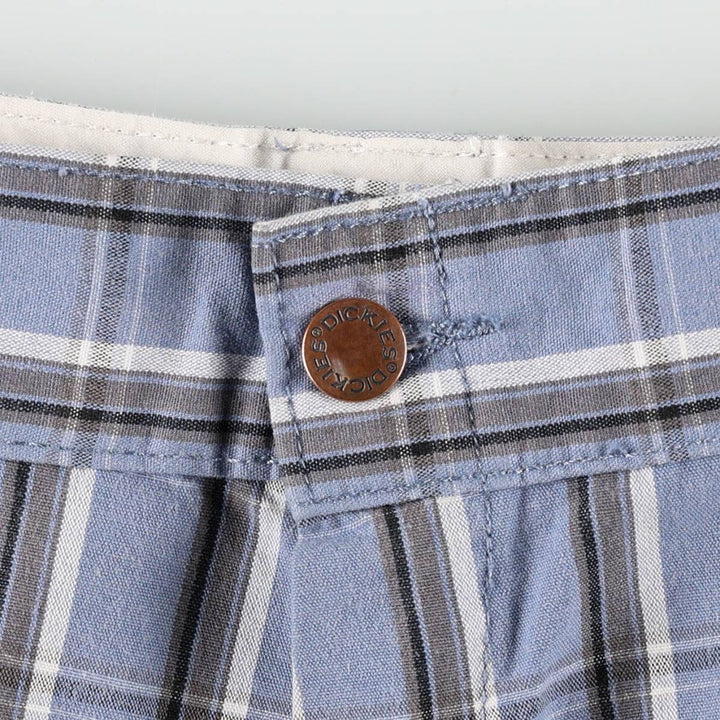 Dickies Regular Fit Check Pattern Work Shorts (Men's W37 equivalent) cotton Blue type light blue Vintage Second Hand