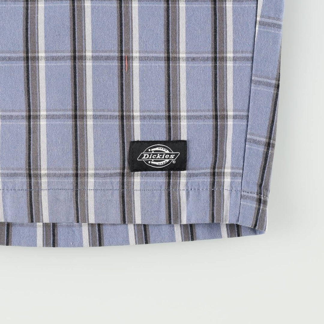 Dickies Regular Fit Check Pattern Work Shorts (Men's W37 equivalent) cotton Blue type light blue Vintage Second Hand