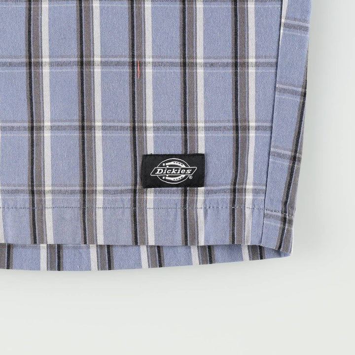 Dickies Regular Fit Check Pattern Work Shorts (Men's W37 equivalent) cotton Blue type light blue Vintage Second Hand