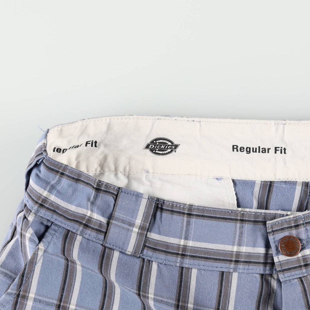 Dickies Regular Fit Check Pattern Work Shorts (Men's W37 equivalent) cotton Blue type light blue Vintage Second Hand