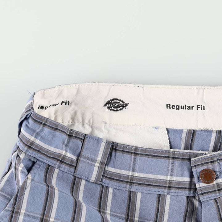 Dickies Regular Fit Check Pattern Work Shorts (Men's W37 equivalent) cotton Blue type light blue Vintage Second Hand
