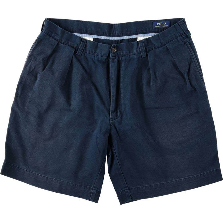 Ralph Lauren POLO RALPH LAUREN CLASSIC FIT 9" Two-Pleat Chino Shorts (Men's W36 equivalent) cotton navy blue type Vintage Second Hand