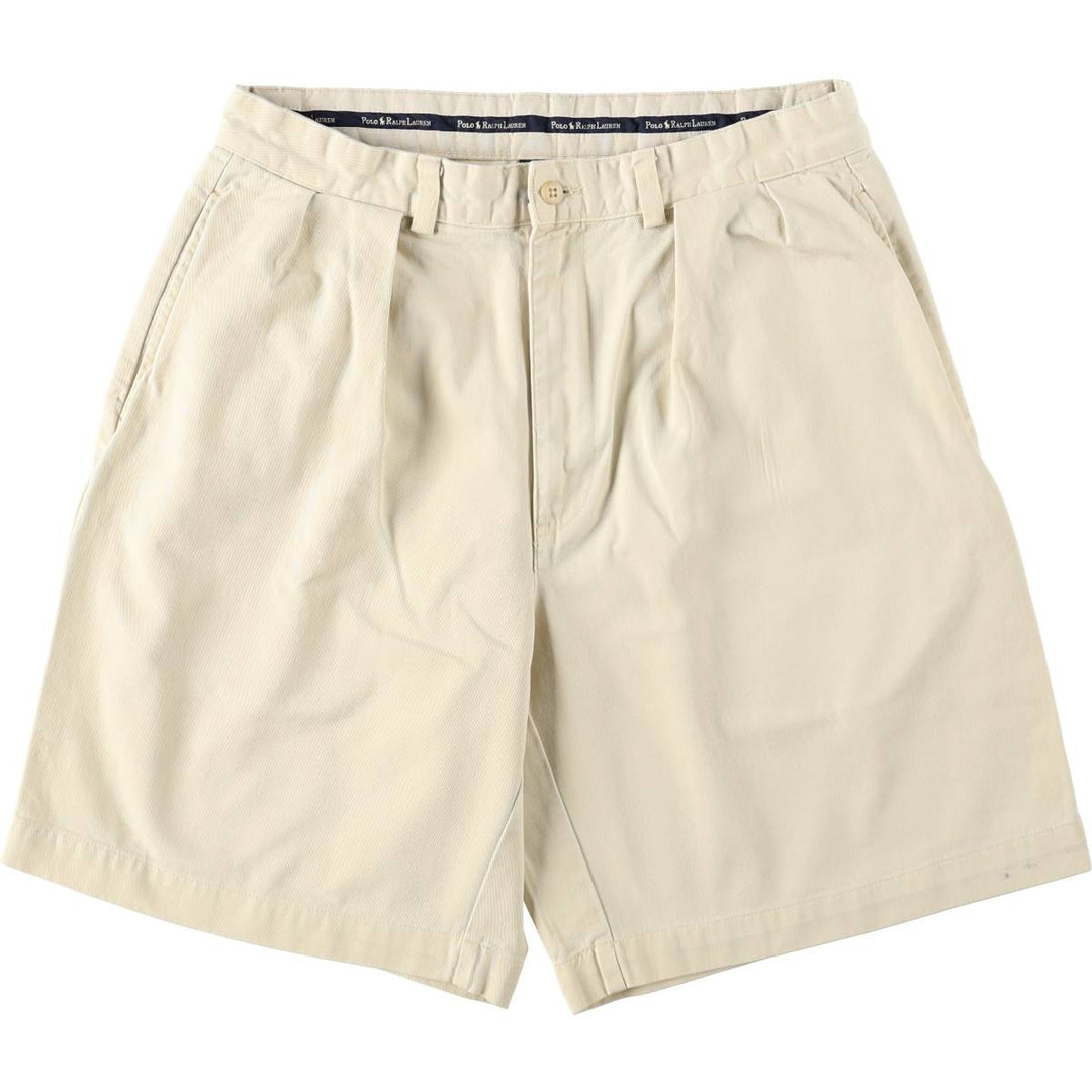 Ralph Lauren Polo Ralph Lauren Two-pleat Chino Shorts, Men's Size W31 cotton Beige type Vintage Second Hand