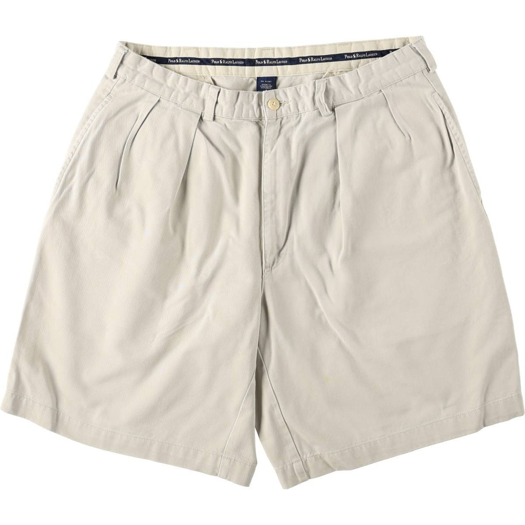 Ralph Lauren Polo Ralph Lauren Two-pleat Chino Shorts, Men's Size W34 cotton Beige type Vintage Second Hand