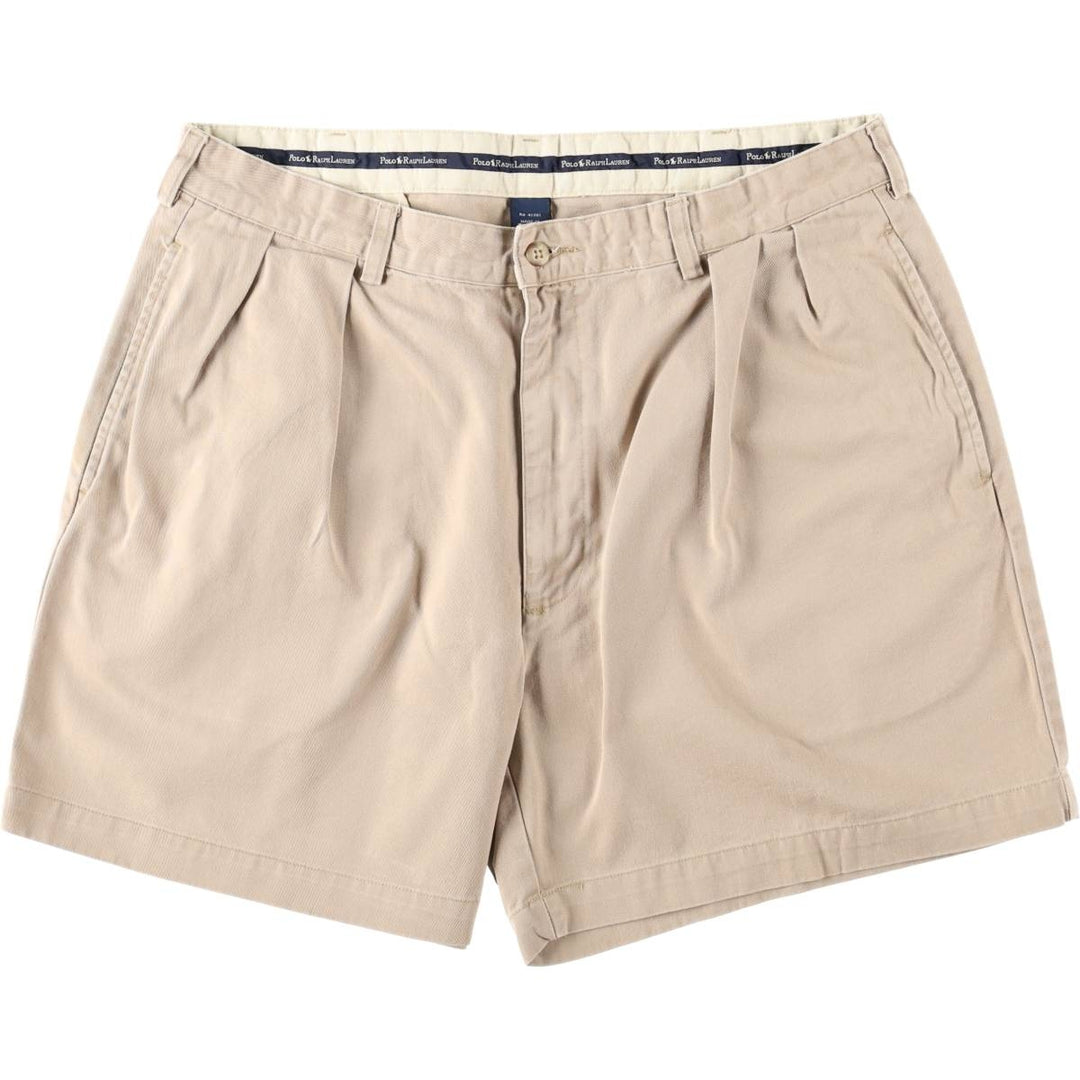 Ralph Lauren Polo Ralph Lauren Two-pleat Chino Shorts, Men's Size W36 cotton Beige type Vintage Second Hand