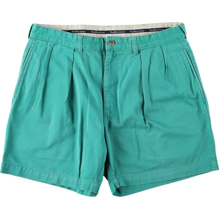Ralph Lauren Polo Ralph Lauren TYLER SHORT Two-Pleat Chino Shorts Men's W34 (approx.) cotton Emerald green Vintage Second Hand