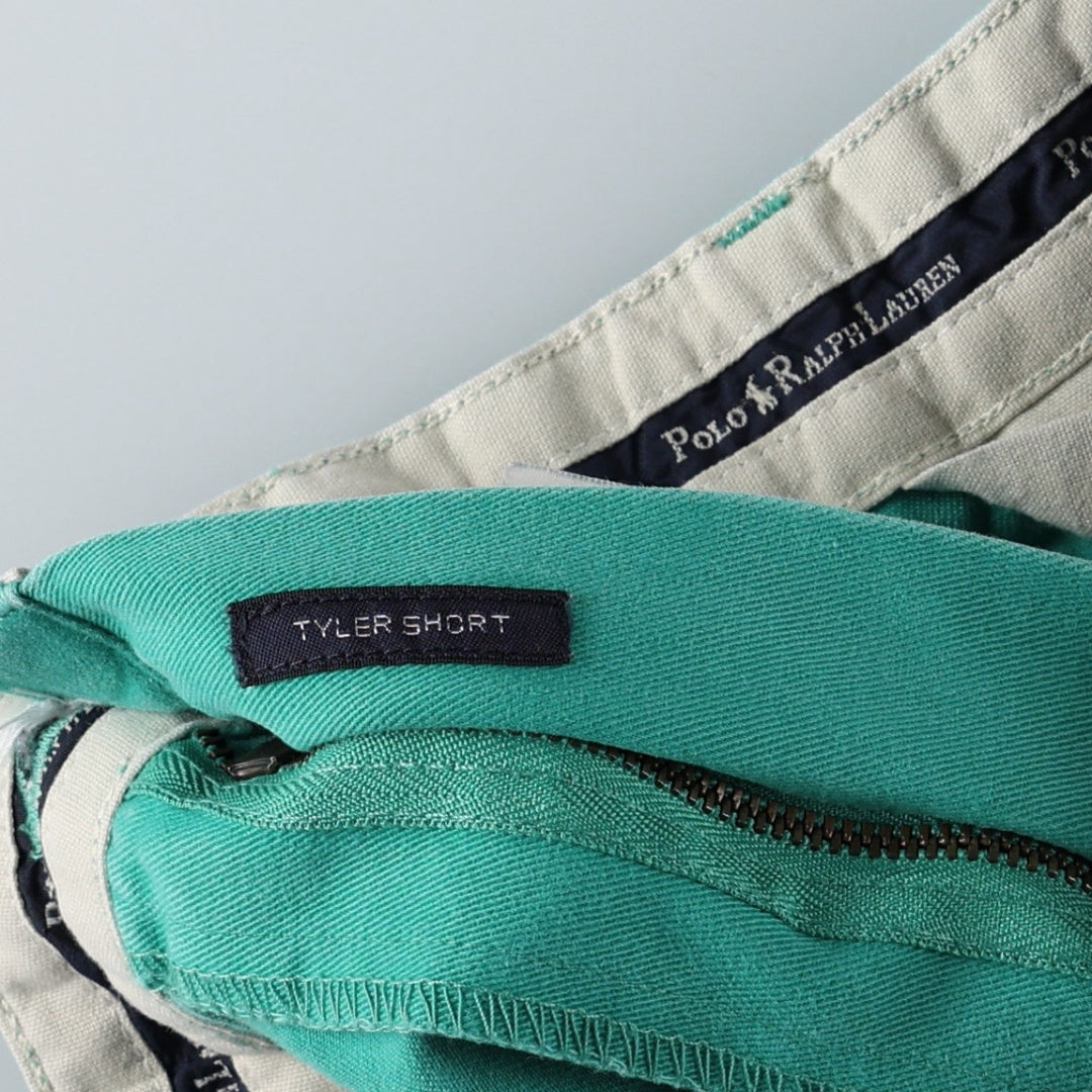 Ralph Lauren Polo Ralph Lauren TYLER SHORT Two-Pleat Chino Shorts Men's W34 (approx.) cotton Emerald green Vintage Second Hand