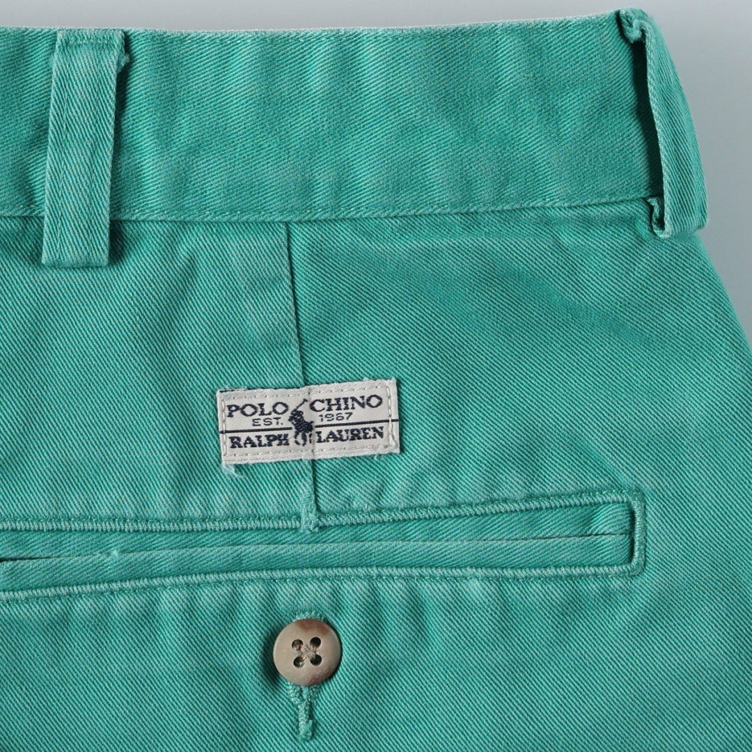 Ralph Lauren Polo Ralph Lauren TYLER SHORT Two-Pleat Chino Shorts Men's W34 (approx.) cotton Emerald green Vintage Second Hand