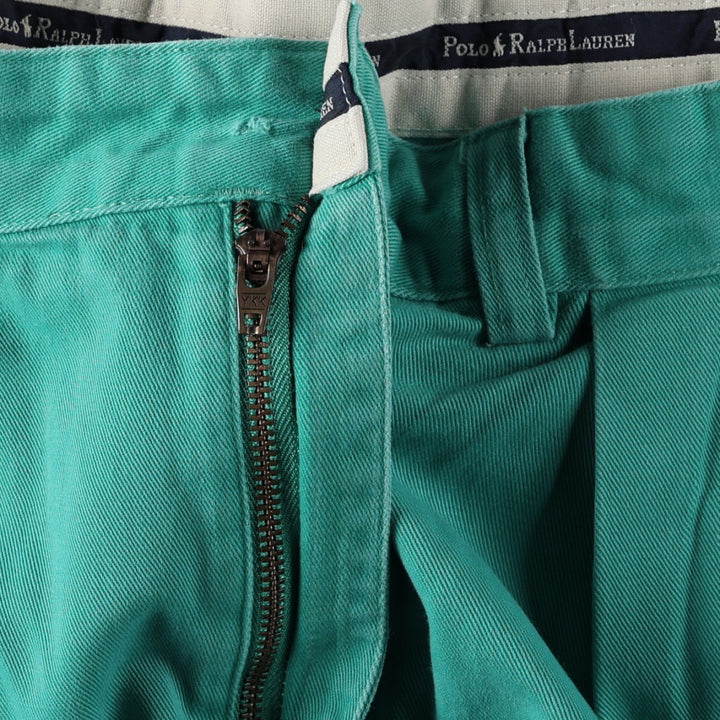 Ralph Lauren Polo Ralph Lauren TYLER SHORT Two-Pleat Chino Shorts Men's W34 (approx.) cotton Emerald green Vintage Second Hand