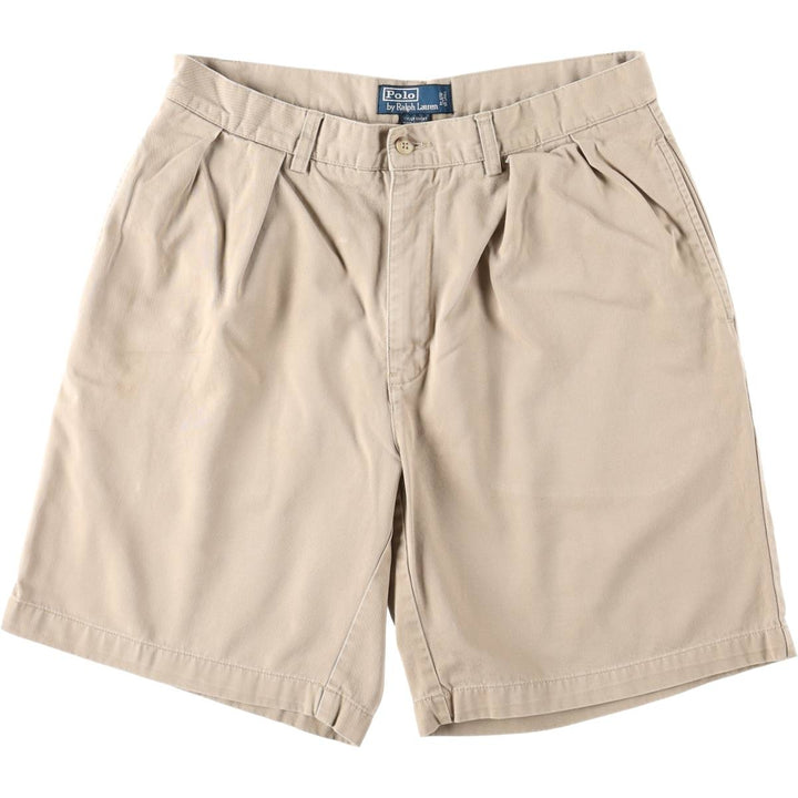 Ralph Lauren POLO by Ralph Lauren TYLER SHORT Two-pleat chino shorts, short pants, men's size W33 cotton Beige type Vintage Second Hand