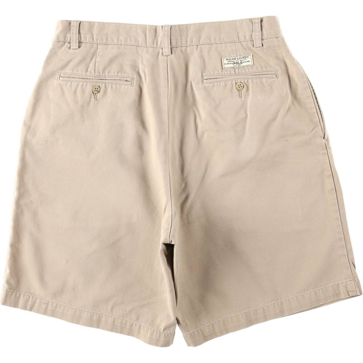 Ralph Lauren POLO by Ralph Lauren TYLER SHORT Two-pleat chino shorts, short pants, men's size W33 cotton Beige type Vintage Second Hand