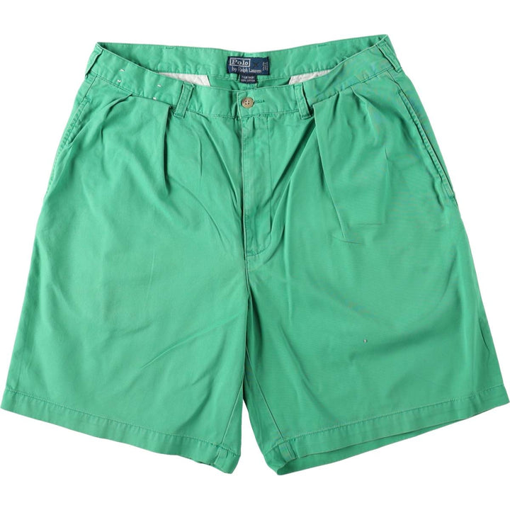 Ralph Lauren POLO by Ralph Lauren TYLER SHORT Two-pleat chino shorts, short pants, men's w35 equivalent cotton green type Vintage Second Hand