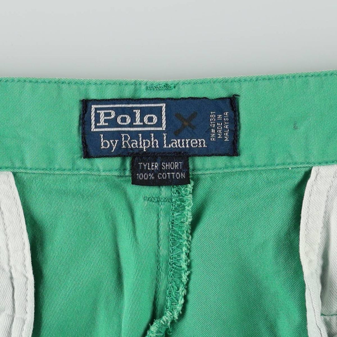 Ralph Lauren POLO by Ralph Lauren TYLER SHORT Two-pleat chino shorts, short pants, men's w35 equivalent cotton green type Vintage Second Hand