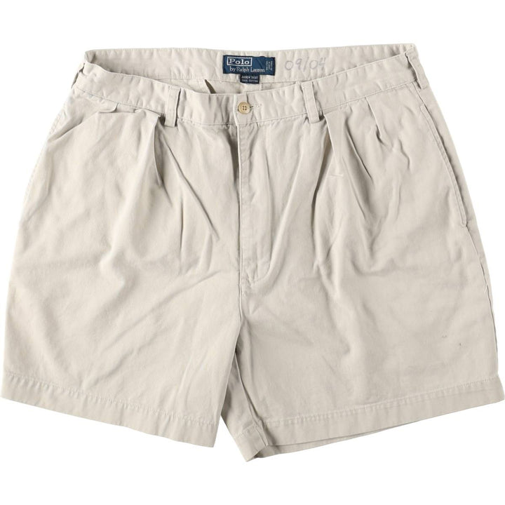 Ralph Lauren POLO by Ralph Lauren ANDREW SHORT Two-pleat chino shorts, short pants, men's size W35 cotton Beige type Vintage Second Hand