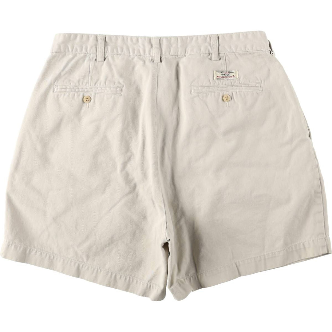 Ralph Lauren POLO by Ralph Lauren ANDREW SHORT Two-pleat chino shorts, short pants, men's size W35 cotton Beige type Vintage Second Hand