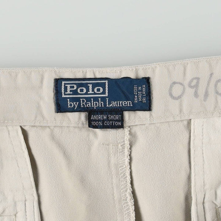Ralph Lauren POLO by Ralph Lauren ANDREW SHORT Two-pleat chino shorts, short pants, men's size W35 cotton Beige type Vintage Second Hand