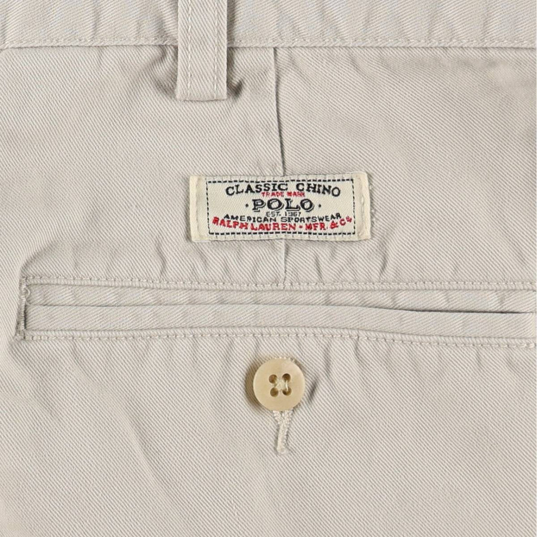 Ralph Lauren POLO by Ralph Lauren ANDREW SHORT Two-pleat chino shorts, short pants, men's size W35 cotton Beige type Vintage Second Hand