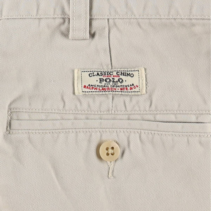 Ralph Lauren POLO by Ralph Lauren ANDREW SHORT Two-pleat chino shorts, short pants, men's size W35 cotton Beige type Vintage Second Hand
