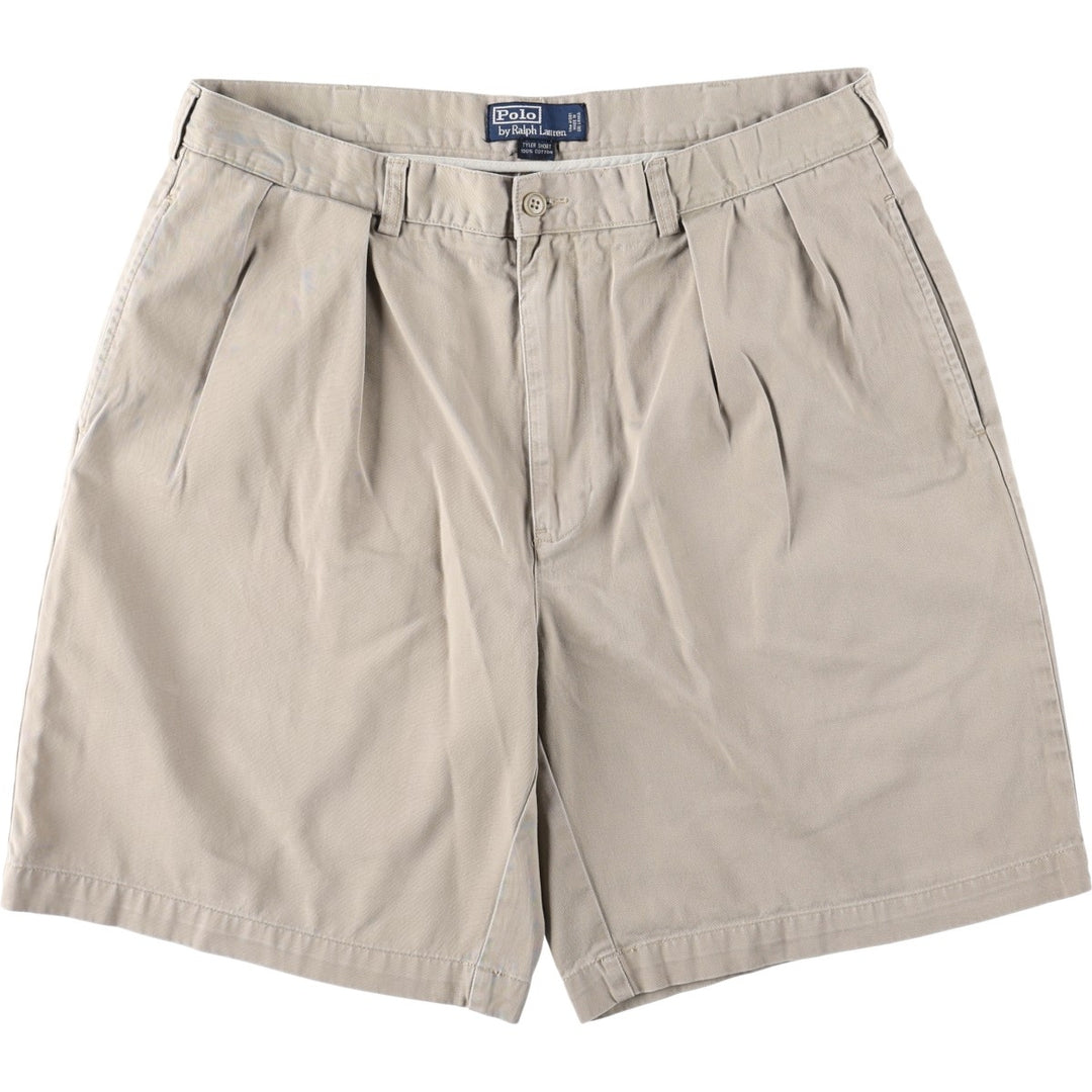 Ralph Lauren POLO by Ralph Lauren TYLER SHORT Two-pleat chino shorts, short pants, men's size W36 cotton Beige type Vintage Second Hand