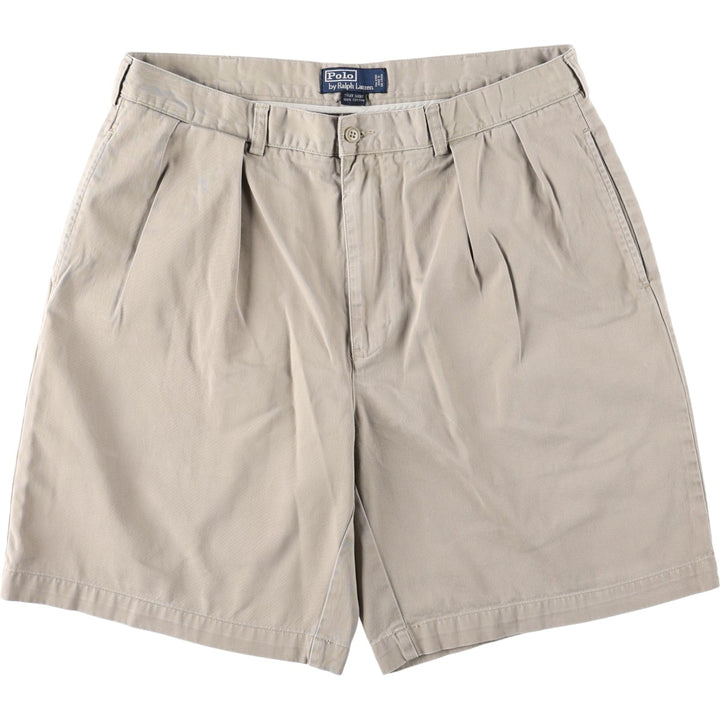Ralph Lauren POLO by Ralph Lauren TYLER SHORT Two-pleat chino shorts, short pants, men's size W36 cotton Beige type Vintage Second Hand