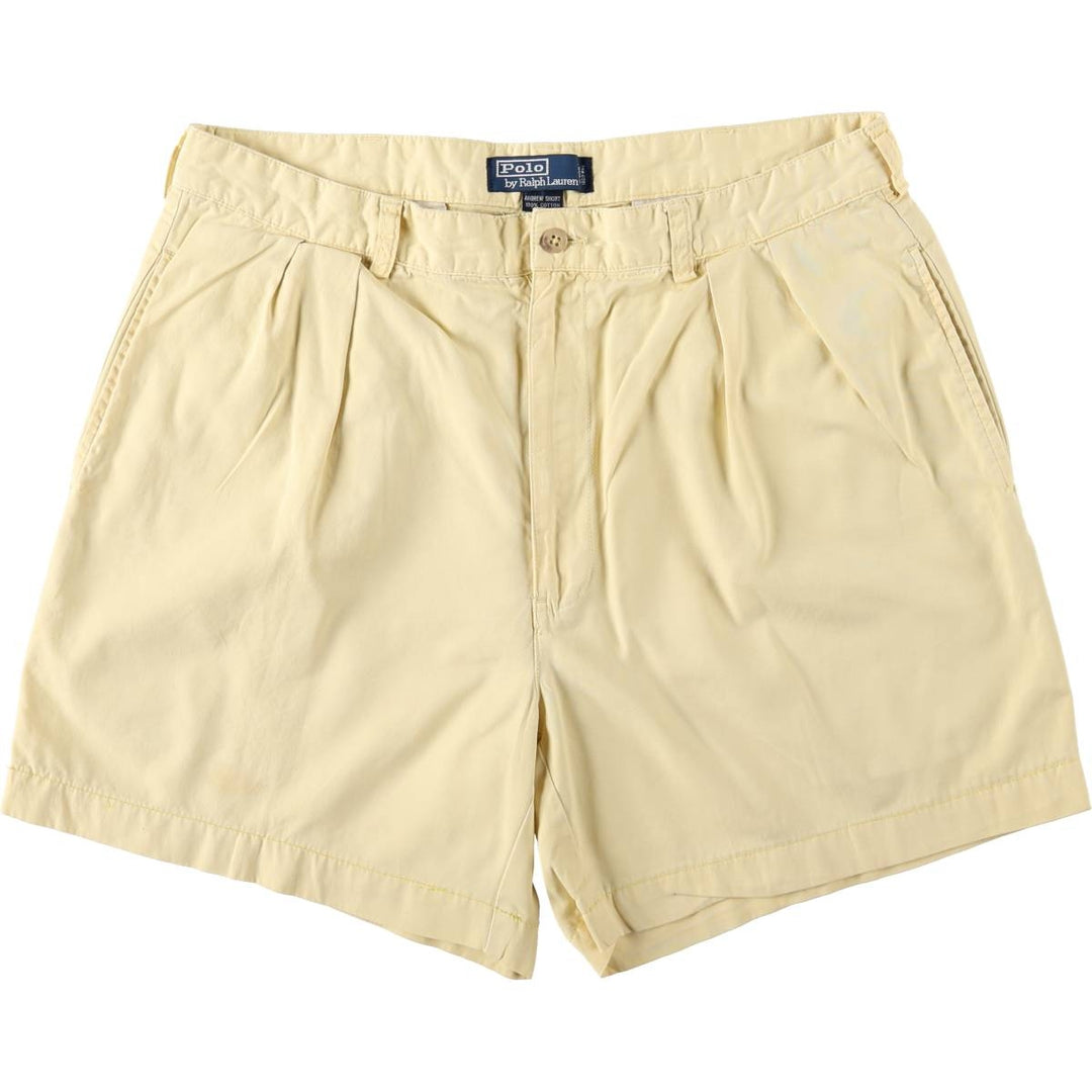 Ralph Lauren POLO by Ralph Lauren ANDREW SHORT Two-pleat chino shorts, short pants, men's size W36 cotton yellow type Vintage Second Hand
