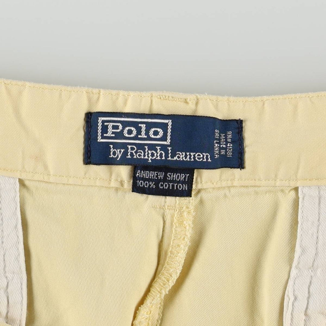 Ralph Lauren POLO by Ralph Lauren ANDREW SHORT Two-pleat chino shorts, short pants, men's size W36 cotton yellow type Vintage Second Hand
