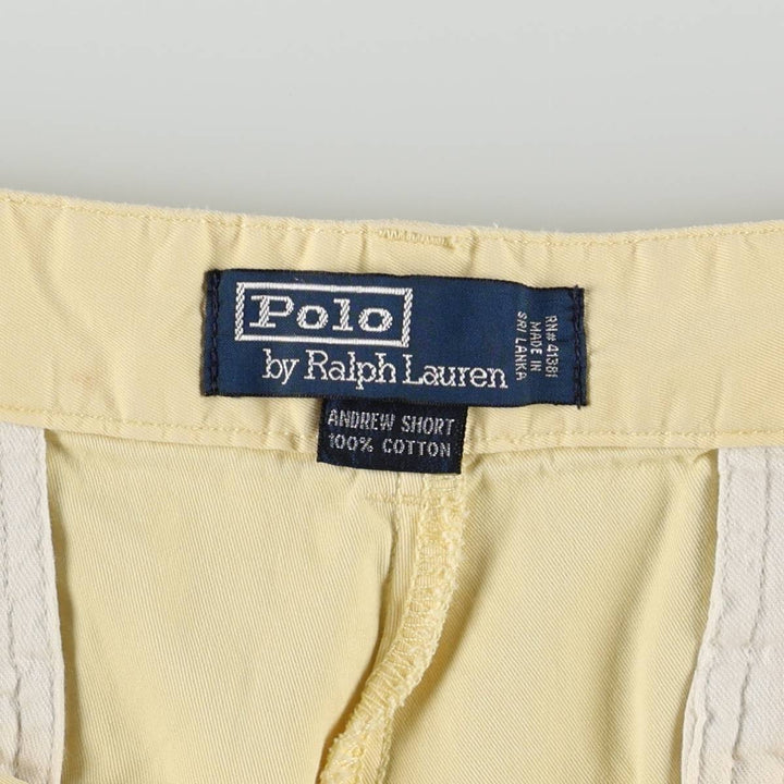 Ralph Lauren POLO by Ralph Lauren ANDREW SHORT Two-pleat chino shorts, short pants, men's size W36 cotton yellow type Vintage Second Hand