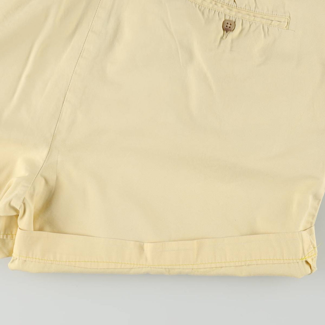 Ralph Lauren POLO by Ralph Lauren ANDREW SHORT Two-pleat chino shorts, short pants, men's size W36 cotton yellow type Vintage Second Hand