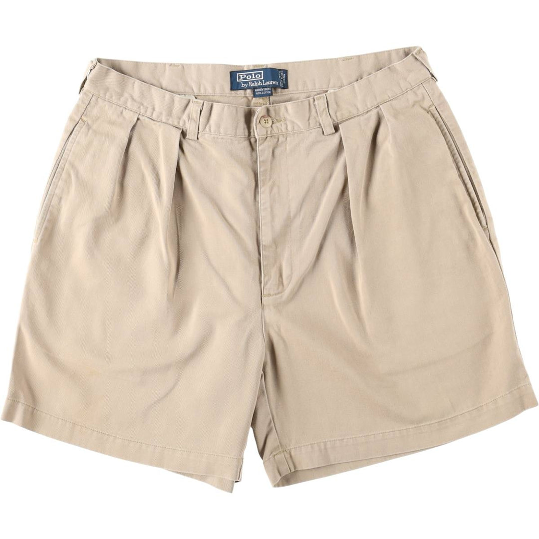 Ralph Lauren POLO by Ralph Lauren ANDREW SHORT Two-pleat chino shorts, short pants, men's size W34 cotton Beige type Vintage Second Hand
