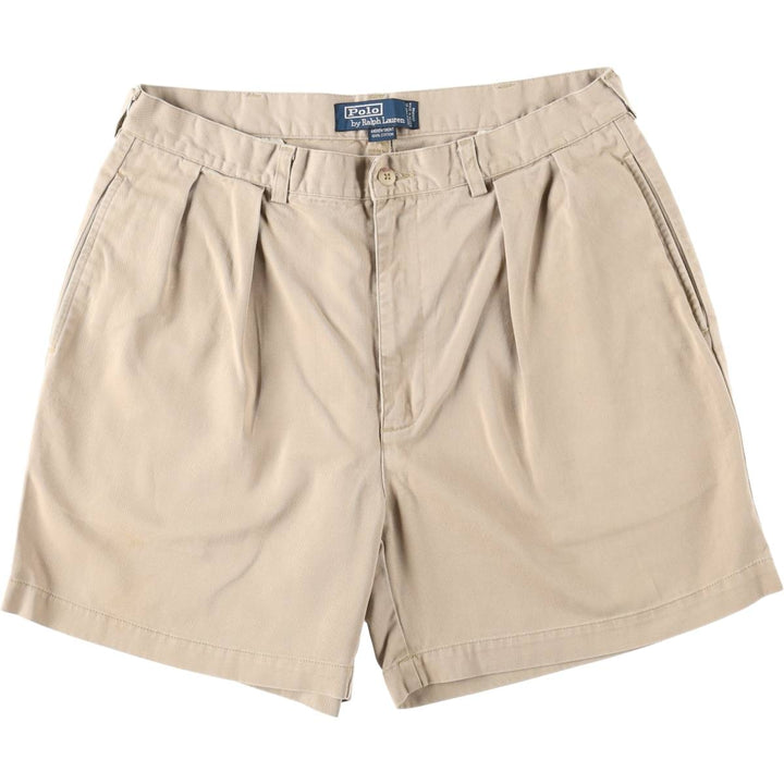 Ralph Lauren POLO by Ralph Lauren ANDREW SHORT Two-pleat chino shorts, short pants, men's size W34 cotton Beige type Vintage Second Hand
