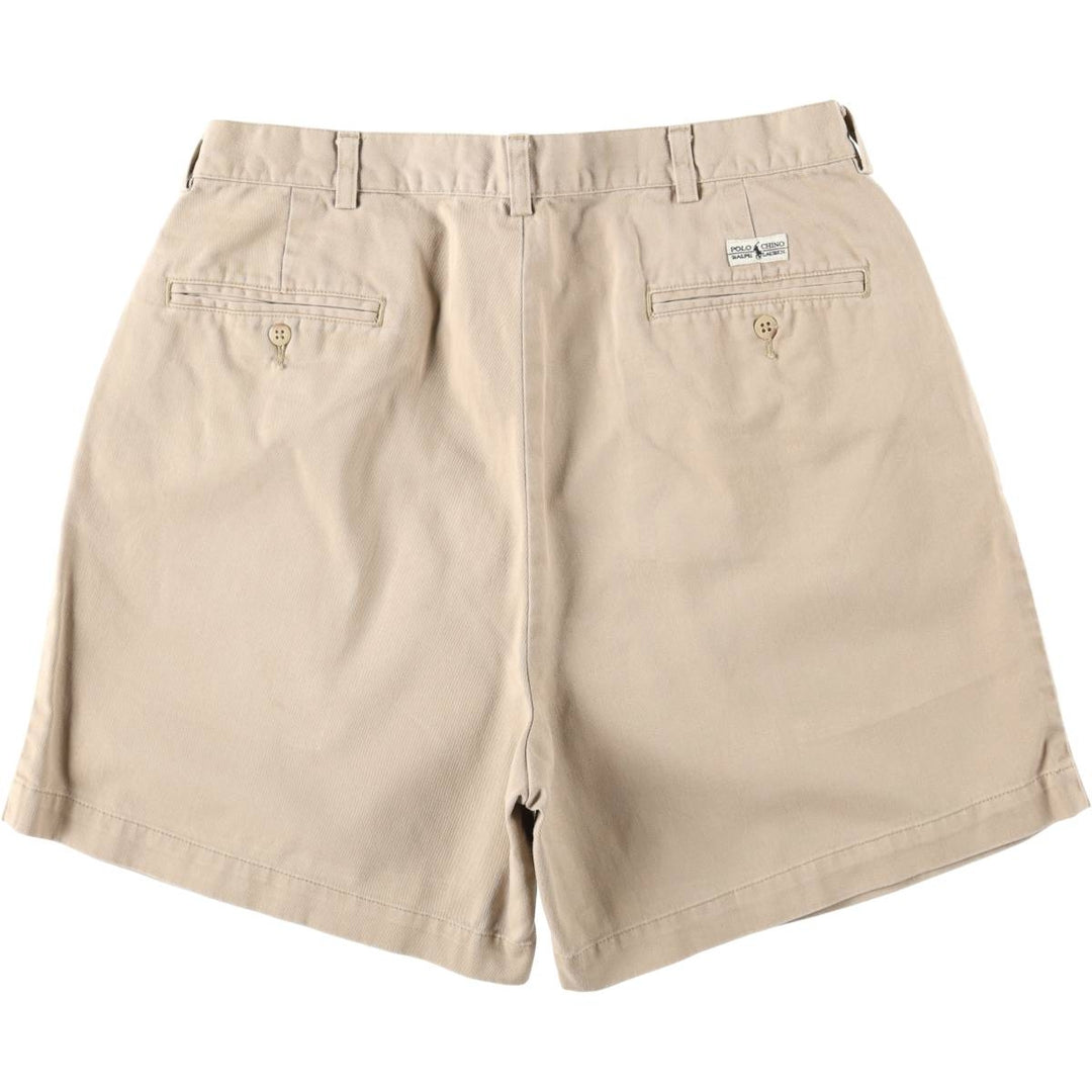 Ralph Lauren POLO by Ralph Lauren ANDREW SHORT Two-pleat chino shorts, short pants, men's size W34 cotton Beige type Vintage Second Hand