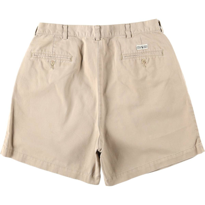 Ralph Lauren POLO by Ralph Lauren ANDREW SHORT Two-pleat chino shorts, short pants, men's size W34 cotton Beige type Vintage Second Hand