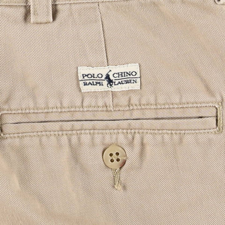 Ralph Lauren POLO by Ralph Lauren ANDREW SHORT Two-pleat chino shorts, short pants, men's size W34 cotton Beige type Vintage Second Hand