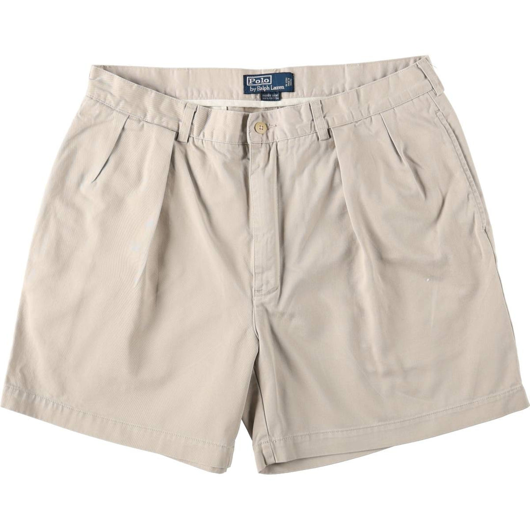 Ralph Lauren POLO by Ralph Lauren ANDREW SHORT Two-pleat chino shorts, short pants, men's size W35 cotton Beige type Vintage Second Hand