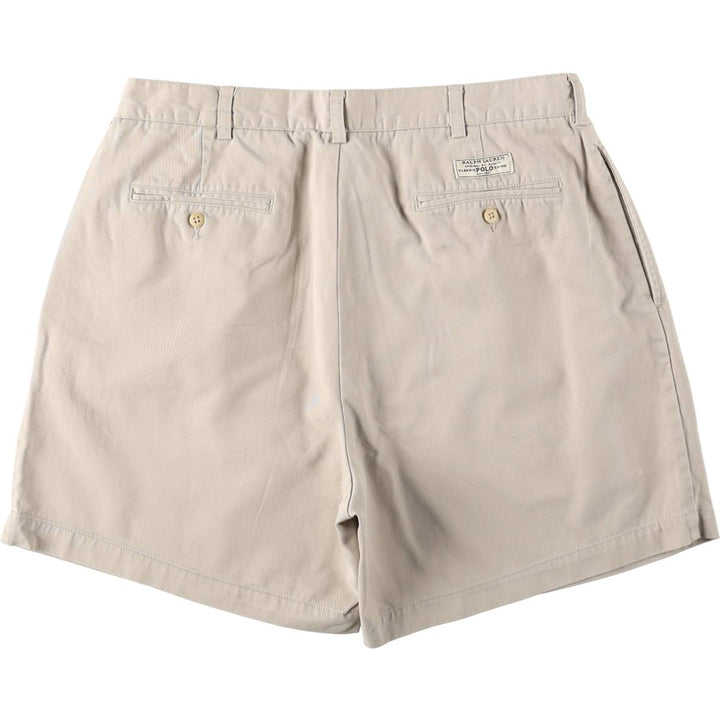 Ralph Lauren POLO by Ralph Lauren ANDREW SHORT Two-pleat chino shorts, short pants, men's size W35 cotton Beige type Vintage Second Hand