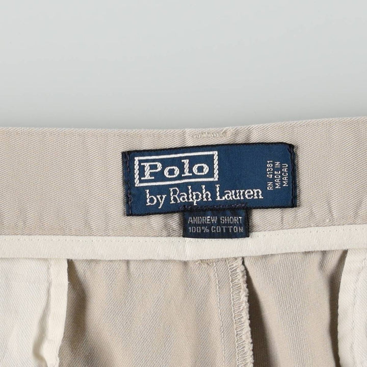 Ralph Lauren POLO by Ralph Lauren ANDREW SHORT Two-pleat chino shorts, short pants, men's size W35 cotton Beige type Vintage Second Hand