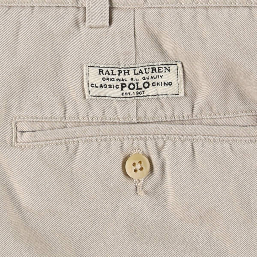 Ralph Lauren POLO by Ralph Lauren ANDREW SHORT Two-pleat chino shorts, short pants, men's size W35 cotton Beige type Vintage Second Hand