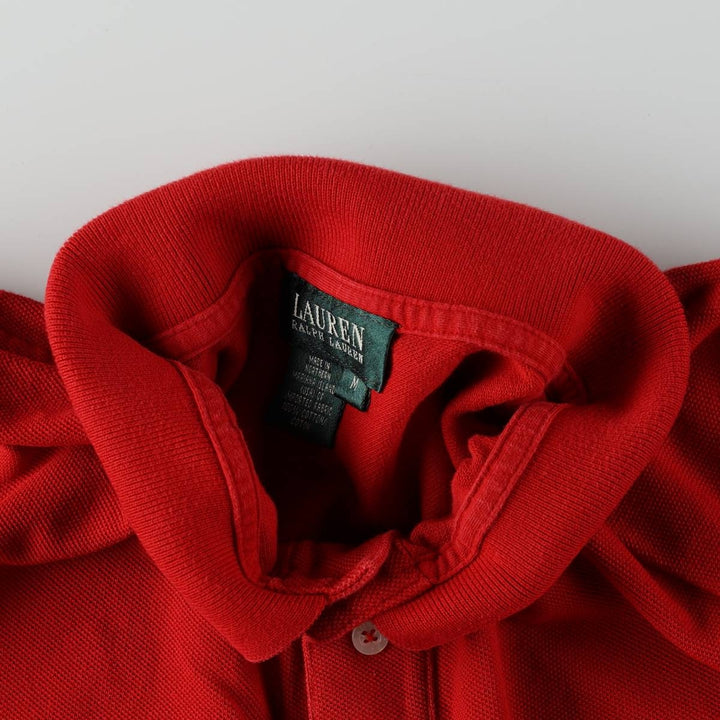 Ralph Lauren LAUREN Lauren short sleeve polo shirt, women's size M cotton red type Vintage Second Hand