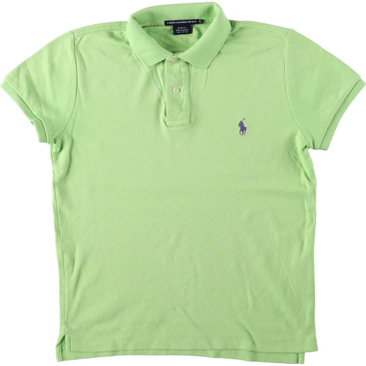 Ralph Lauren RALPH LAUREN SPORT SLIM FIT Short-Sleeve Polo Shirt, Women's Size L (approx.) cotton green type yellow green Vintage Second Hand